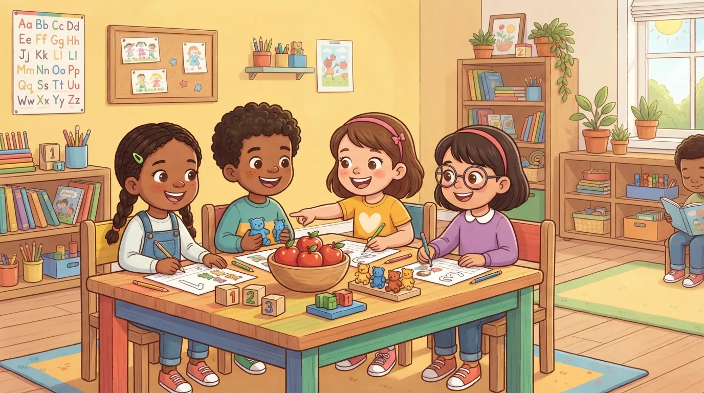 I have this page and need a main image for it.

Global visual direction for this site: Use a bright, friendly cartoon illustration style with clean shapes, expressive but natural characters,